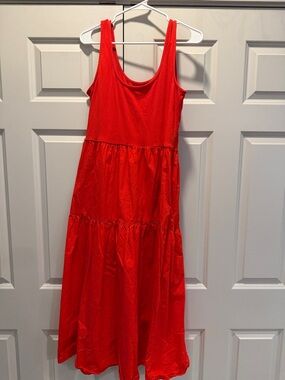 J. Crew Red Tiered Sleeveless Maxi Dress